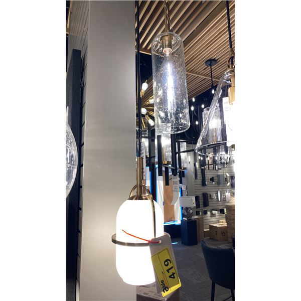 2 WALL SCONCES. ONE OPAQUE, ONE SEEDED GLASS