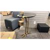 Image 1 : EMILIO ACCENT TABLE. ANTIQUE BRASS, BRONZE GLASS MIRROR TOP. RETAIL $1300