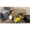 Image 2 : EMILIO ACCENT TABLE. ANTIQUE BRASS, BRONZE GLASS MIRROR TOP. RETAIL $1300