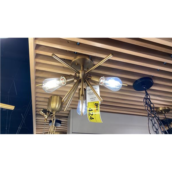 ESTELLE 3 LIGHT FLUSH MOUNT. NATURAL BRASS