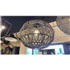 Image 1 : PAIR OF SINGLE LIGHT PENDANTS. BLACK, SISAL. 23"D 1 IN BOX