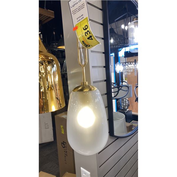 GROUP OF 5 PENDANT LIGHTS. VARIOUS STYLES AND SIZES. RETAIL $1450