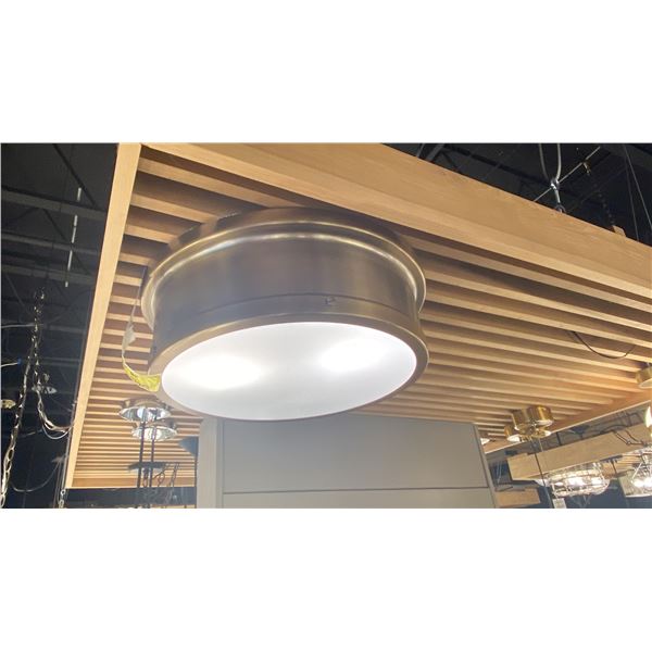 SERCA 3 LIGHT FLUSH MOUNT. BRUSHED NATURAL BRASS. RETAIL $410
