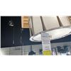 Image 2 : BODIE 3 LIGHT SEMI FLUSH MOUNT. BRUSHED NICKEL, WHITE FABRIC SHADE. 15"D RETAIL $710