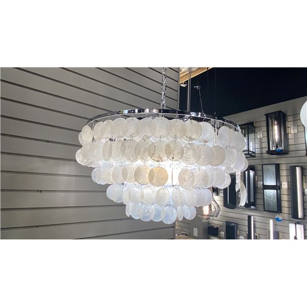SELENE 4 LIGHT PENDANT CHROME AND WHITE IN BOX 24"D