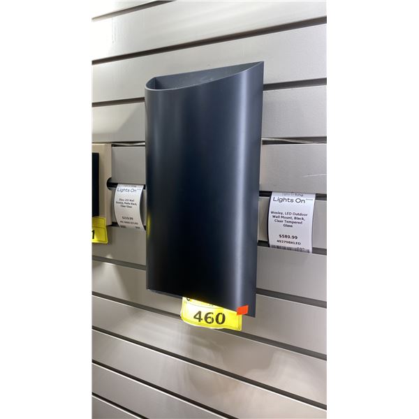 GROUP OF 3 KICHLER WESLEY LED WALL MOUNT OUTDOOR LIGHTS. BLACK, CLEAR TEMPERED GLASS. RETAIL $1770