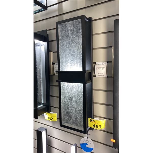 ECLIPSE LED OUTDOOR WALL MOUNT. CLEAR SEEDY GLASS RETAIL $430