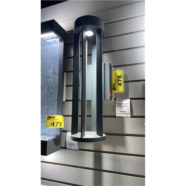 GROUP OF 5 TECH LIGHTING TURBO LED OUTDOOR WALL LANTERNS. CHARCOAL ALUMINUM. 18"H. 4 IN BOX