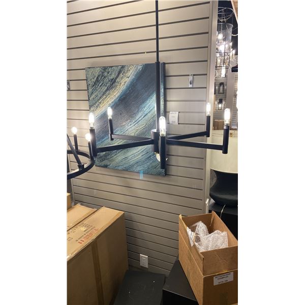 26" CHANDELIER. BLACK. 6 LED LIGHTS