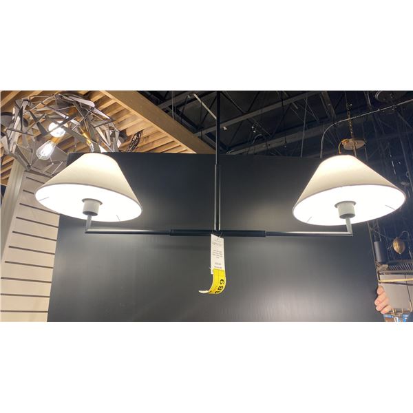 LEILA MATTE BLACK WHITE LINEN CHANDELIER