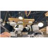 Image 1 : SIGNORET 4 LIGHT CHANDELIER. BURNISHED BRASS, MIDNIGHT BLACK 36+" RETAIL $1250