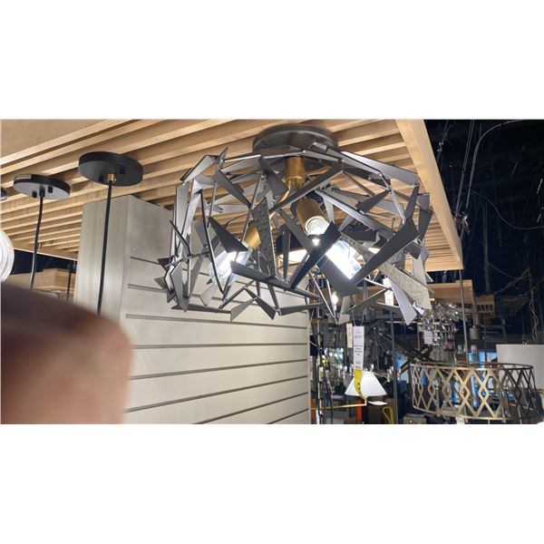 BERMUDA 3 LIGHT FLUSH MOUNT. ANTIQUE GOLD, RUSTED BRONZE. 19" RETAIL $1260