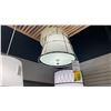 Image 1 : PAIR OF HUDSON VALLEY SAVONA 2 LIGHT PENDANTS. POLISHED NICKEL, CREAM GLASS AND FABRIC. 16"D