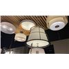 Image 2 : PAIR OF HUDSON VALLEY SAVONA 2 LIGHT PENDANTS. POLISHED NICKEL, CREAM GLASS AND FABRIC. 16"D