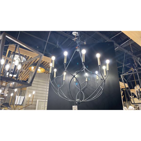 RICHMOND 12 LIGHT CHANDELIER. WEATHERED GALVANIZED. RETAIL $2020