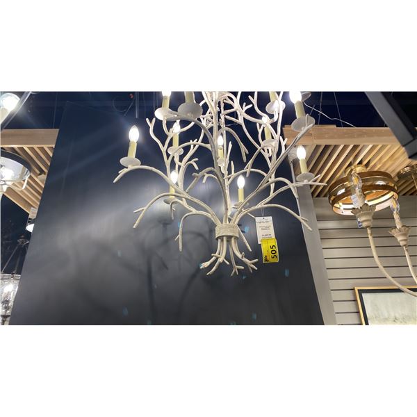 BRANCH 32" 12 LIGHT CHANDELIER. OLD WHITE. RETAIL $2700