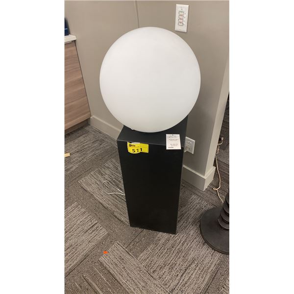 DIOSCURI TABLE LAMP. OPAL GLASS. 16" RETAIL $1470. COMES WITH BLACK WOOD PEDESTAL