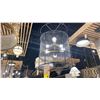 Image 1 : 2 CHANDELIERS. BLACK FRAME. BURNISHED BRASS ACCENTS. RETAIL $1700