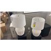 Image 2 : PAIR OF GEORGIAN SINGLE LIGHT TABLE LAMPS. WHITE WICKER LIKE WITH WHITE HARDBACK. RETAIL $1200