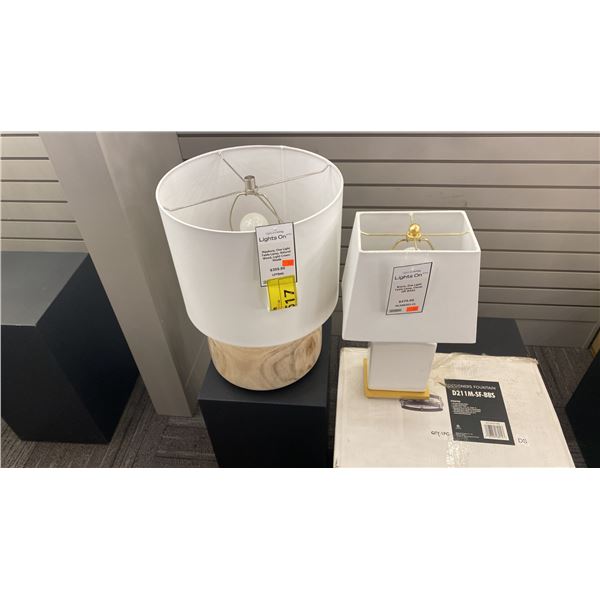 2 TABLE LAMPS. NATURAL LOOK WHITE CREAM, CLOUD OFF WHITE. RETAIL $640