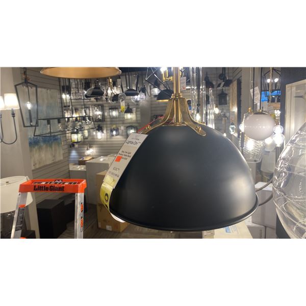 GROUP OF 4 CRYSTORAMA SOTO SINGLE LIGHT PENDANT. MATTE BLACK, ANTIQUE GOLD. RETAIL $1280