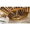 Image 2 : PAIR OF DESIGNERS FOUNTAIN ATWOOD 3 LIGHT SEMI FLUSH MOUNT. BRUSHED BRASS AND WOODGRAIN.