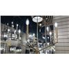 Image 6 : GROUP OF 3 HANGING LIGHTS. CARLO 4 LIGHT LANTERN, BLACK & BRASS, 36" BRASS CHANDELIER, ALDEN WARM