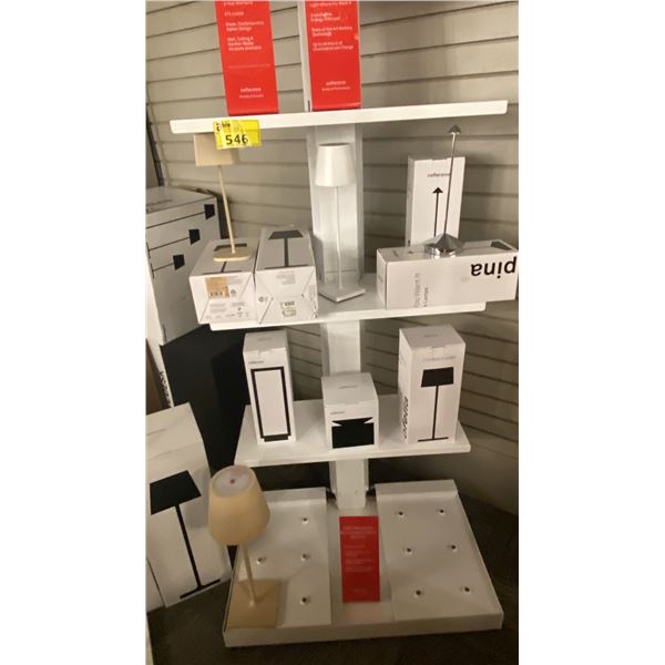 GROUP LOT OF APPROX 11 ZAFFERANO AMERICA CORDLESS LAMPS. MADE FOR INDOOR OR OUTDOOR. RECHARGEABLE.