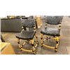 Image 1 : PAIR OF BAR HEIGHT STOOLS. BLACK LEATHER AND BAMBOO. ATTRACTIVE.