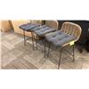 Image 1 : 3 BAR HEIGHT STOOLS. BAMBOO WITH GRAY CUSHIONS