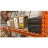 Image 1 : SHELF LOT IN STOREROOM 1. 3 X KONCEPT Z BAR PENDANT LED LIGHTS, 2 X KICHLER BLACK CANDELABRAS,