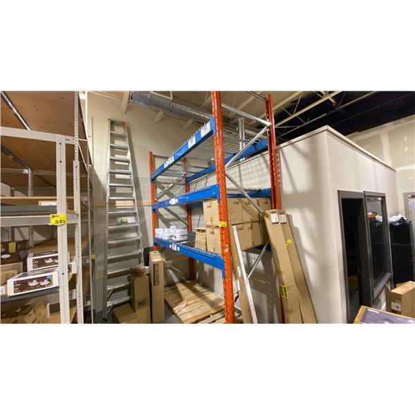 **LD 2 SECTIONS OF INDUSTRIAL RACKING. 12'X42", 9' BAYS. TOTAL 4 UPRIGHTS, 12 X 9' BEAMS, WITH