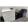 Image 1 : 2 METAL LATERAL FILING CABINETS, 2 DRAWER PEDESTAL CABINET, PAPER SHREDDER,  BROTHER LASER PRINTER