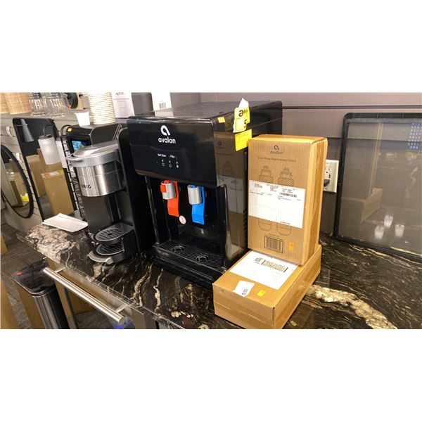 AVALON HOT AND COLD WATER DISPENSER. INC SPARE FILTERS FOR CARBON AND MULTI LAYER SEDIMENT.