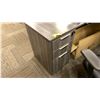 Image 3 : 72" X 41" DESK WITH 36" RETURN GRAY SINGLE PEDESTAL DESK, 63" WOODGRAIN CREDENZA, MESH BACK TASK