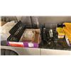 Image 5 : GROUP LOT OF 3 SENSING GARBAGE CAN, ROLLING WOODGRAIN BOOK RACK, WOOD COASTERS, WOOD TURNTABLE,