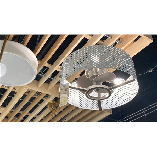 EYRIE 13" CEILING FAN. MODEL 300041-SBK, 3 LIGHTS. 23"D. RETAIL $1000