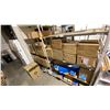Image 1 : RACKING WITH CONTENTS. ASST LIGHTS, SHADES, ETC. APPROX 11 OUTDOOR, PENDANTS, AND OTHER COMPONENTS