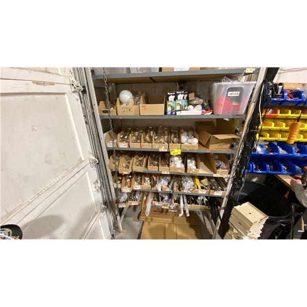 RACKING WITH CONTENTS OF 5 SHELVES. 3 SHELVES LED LIGHTS, 2 SHELVES OF LIGHT EXTENSIONS.