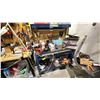 Image 1 : BLUE WORKBENCH WITH CONTENTS AS PER PHOTOS. DIGITAL MULTI METER, VISE, GRINDER, ETC