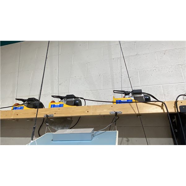 GROUP LOT OF 4 CEILING HOISTS WITH WIRED REMOTES. THESE WERE USED FOR ASSEMBLY AND REPAIR OF
