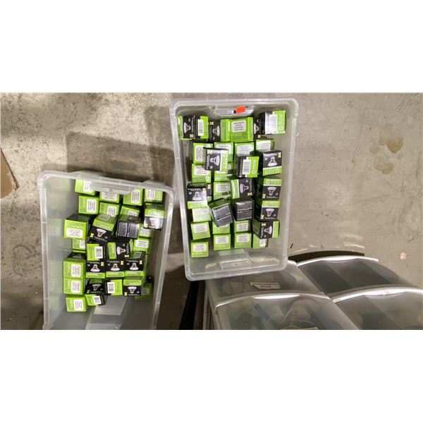 2 BINS OF HALOGEN LIGHTS.