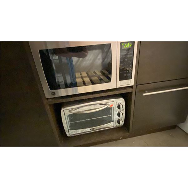 APPLIANCES IN STOREROOM 2 KITCHEN. MICROWAVE, TOASTER OVEN, KEURIG, AIR FRYER.