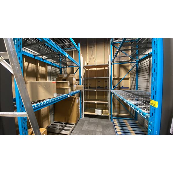 BACK ROOM OF STOREROOM 2. 2 SECTIONS OF INDUSTRIAL RACKING AND 1 SECTION OF E-Z RECT SHELVING.