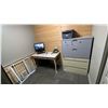Image 1 : CONTENTS OF OFFICE IN STOREROOM 2. ANTIQUE TABLE, A FEW RISERS, BROTHER PRINTER,