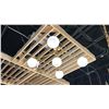 Image 1 : REDFIELD SEMI FLUSH 5 LIGHT, WARM BRASS, WHITE STRIE GLASS.