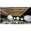 Image 2 : REDFIELD SEMI FLUSH 5 LIGHT, WARM BRASS, WHITE STRIE GLASS.