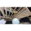 Image 3 : REDFIELD SEMI FLUSH 5 LIGHT, WARM BRASS, WHITE STRIE GLASS.