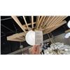 Image 4 : REDFIELD SEMI FLUSH 5 LIGHT, WARM BRASS, WHITE STRIE GLASS.