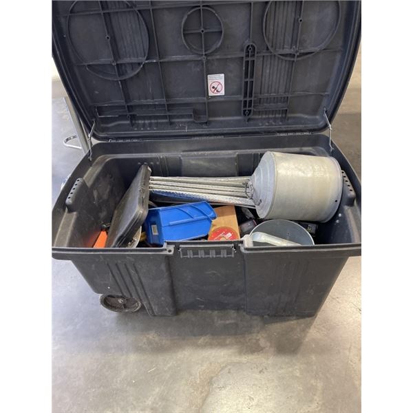 LARGE TOTE OF TOOLS AND BATTERIES